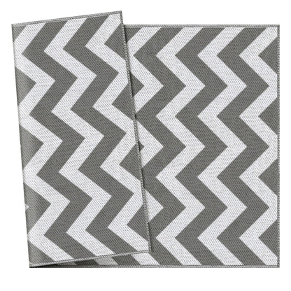 Grey & White Zig Zag Reversible Outdoor Rug, 1.2 x 1.8m