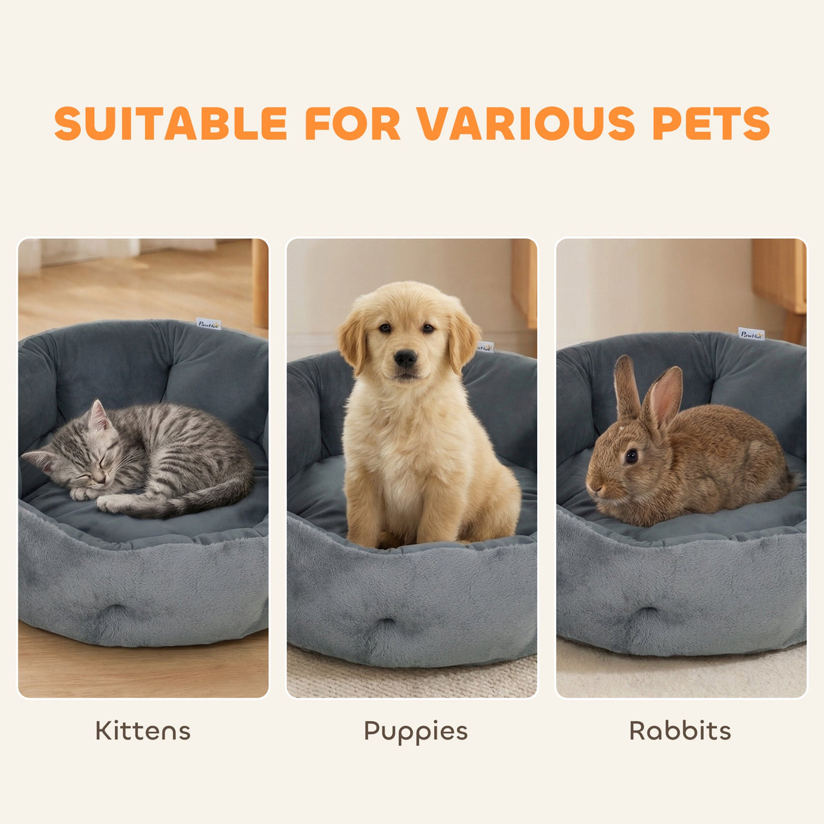 PawHut Round Pet Bed for Dog and Cats, Dark Grey
