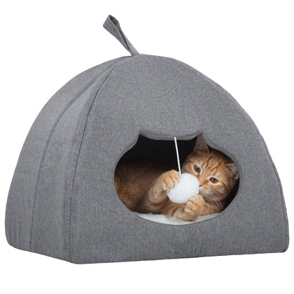 PawHut Cat Cave Bed, 42 x 42 x 39 cm, Grey