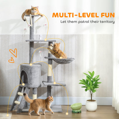 PawHut Multi-Level Cat Tower, 134cm